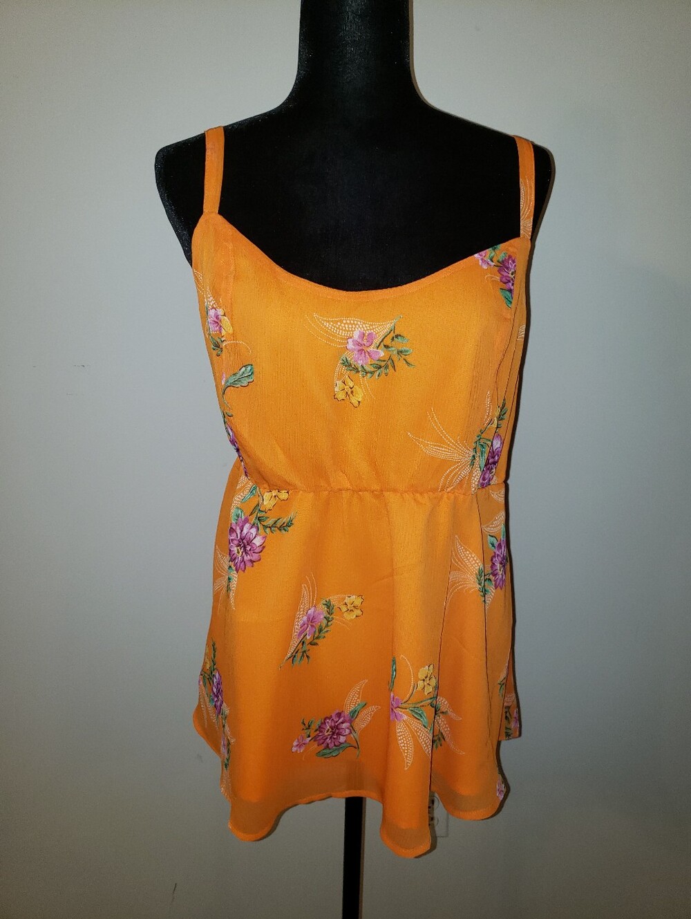 Torrid Orange Floral Spaghetti-Strap Women's Top